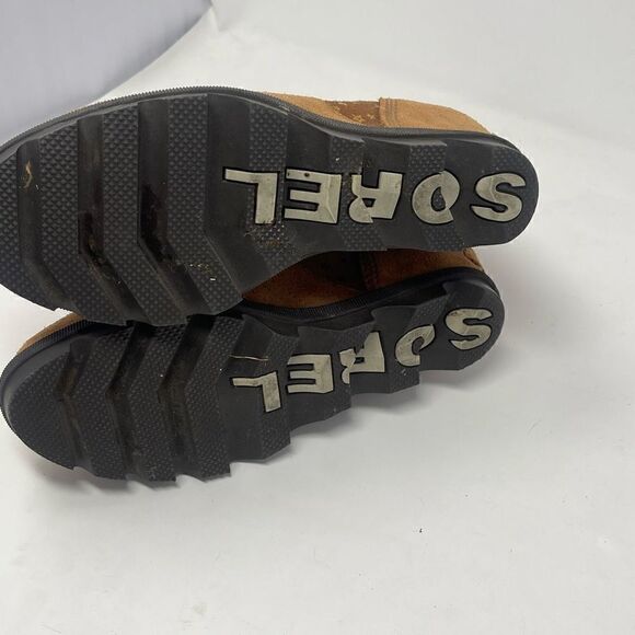 Sorel Brown Gold Star Red Lace Up Sorel Lexie Wedge Boots Size 5 - Picture 4 of 6